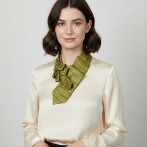 Women's Chartreuse Ascot Scarf - Green Silk Retro Scarf